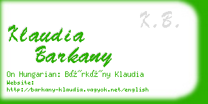 klaudia barkany business card